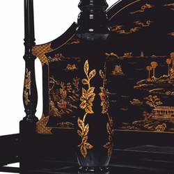 Prunkvolles Luxus Barock Bett Doppelbett Himmelbett Schwarz Gold