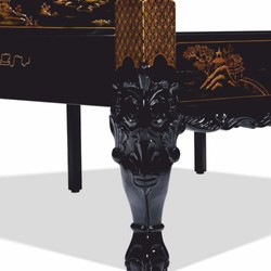 Prunkvolles Luxus Barock Bett Doppelbett Himmelbett Schwarz Gold