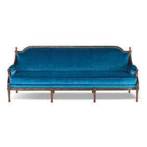 Prunkvolles Luxus Barock Samt Sofa Blau Braun