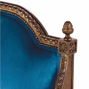 Casa Padrino Luxus Barock Samt Sofa Blau / Braun 233 cm - Barockstil Wohnzimmer Möbel