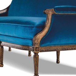 Casa Padrino sofá de terciopelo barroco de lujo azul / marrón 233 cm - Muebles de salón de estilo barroco