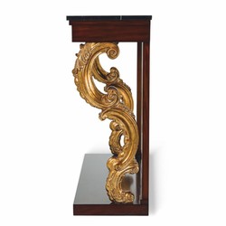 Casa Padrino consola barroco de lujo con espejo y tapa de mármol marrón oscuro / oro antiguo / negro 130 cm