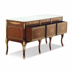 Casa Padrino luxury baroque chest of drawers with marble top brown / gold / cream 167 cm - Baroque furniture