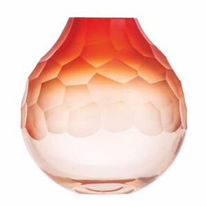 Casa Padrino luxury crystal glass vase coral red Ø 15 x H. 15 cm - Mouth-blown & hand-polished