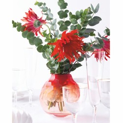 Casa Padrino luxury crystal glass vase coral red Ø 15 x H. 15 cm - Mouth-blown & hand-polished