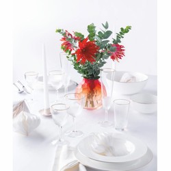 Casa Padrino luxury crystal glass vase coral red Ø 15 x H. 15 cm - Mouth-blown & hand-polished