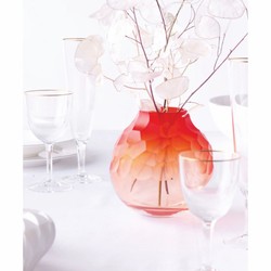 Casa Padrino luxury crystal glass vase coral red Ø 15 x H. 15 cm - Mouth-blown & hand-polished