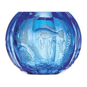 Casa Padrino luxury crystal glass vase blue Ø 20 x H. 20 cm - Mouth-blown & hand-polished