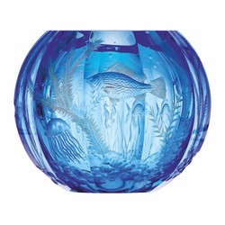 Casa Padrino luxury crystal glass vase blue Ø 20 x H. 20 cm - Mouth-blown & hand-polished