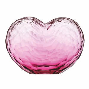 Casa Padrino corazón decorativo de cristal de lujo rosa 13,5 x 10 x A. 10 cm - Soplado y lijado a mano
