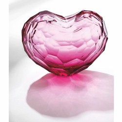 Casa Padrino luxury crystal glass decorative heart pink 13.5 x 10 x H. 10 cm - Mouth-blown & hand-polished