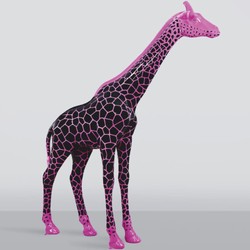 Casa Padrino XXL decorative sculpture giraffe black / pink H. 320 cm - Huge garden decoration figure