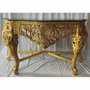Casa Padrino console baroque avec plateau en marbre or / vert - Magnifique meuble de style baroque