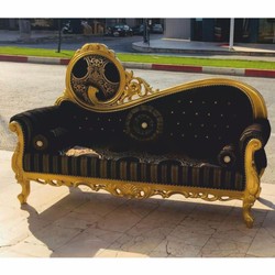 Casa Padrino canapé de salon baroque de luxe avec strass noir / or 220 cm - Meubles baroques