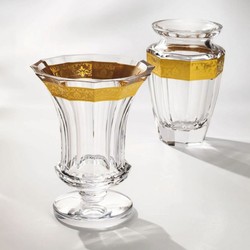 Casa Padrino luxury baroque crystal glass vase gold Ø 19.7 x H. 25 cm - Mouth-blown & hand-polished