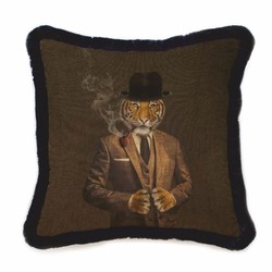 Casa Padrino coussin décoratif de luxe en velours gentilhomme tigre marron / noir 45 x 45 cm