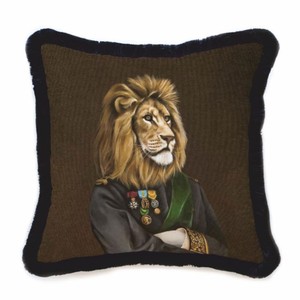 Casa Padrino cuscino decorativo di lusso in velluto ufficiale leone marrone / nero 45 x 45 cm