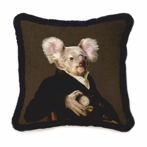 Casa Padrino cuscino decorativo di lusso in velluto signore orso koala marrone / nero 45 x 45 cm