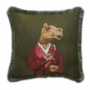 Casa Padrino cuscino decorativo di lusso in velluto gentiluomo cammello verde 45 x 45 cm