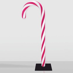 Casa Padrino bastón de caramelo decorativo XXL blanco / rosa / negro A. 235 cm - Decoración navideña
