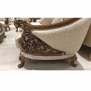 Casa Padrino Luxus Barock Sofa Beige / Braun / Gold H. 234 cm - Barock Wohnzimmer Möbel