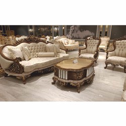 Casa Padrino sofá de salón barroco de lujo beige / marrón / oro A. 234 cm - Muebles de salón barrocos