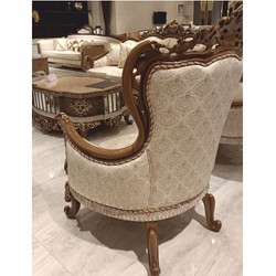 Casa Padrino fauteuil de salon baroque de luxe beige / marron / or H. 120 cm - Meubles Baroques

