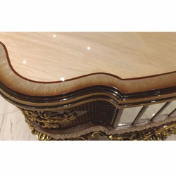 Casa Padrino luxury baroque coffee table beige / brown / gold 125 cm - Baroque style living room furniture