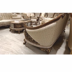 Casa Padrino luxury baroque coffee table beige / brown / gold 125 cm - Baroque style living room furniture