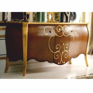 Prunkvolles Luxus Barock Massivholz Sideboard Braun Gold