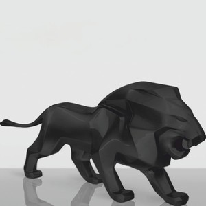 Casa Padrino escultura decorativa XXL león negro mate 290 cm - Figura animal abstracta