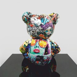 Luxus Deko Figur Skulptur Teddybär Bunt