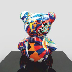 Casa Padrino Luxus Deko Figur Teddybär Bunt H. 35 cm - Deko Figuren