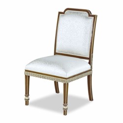 Casa Padrino Luxury Baroque Mahogany Dining Chair White / Brown / Gold H. 102 cm - Baroque Furniture