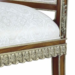Casa Padrino Luxury Baroque Mahogany Dining Chair White / Brown / Gold H. 102 cm - Baroque Furniture