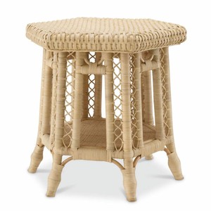 6-eckiger Luxus Rattan Beistelltisch Naturfarben