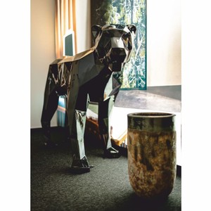 Abstrakte Deko Skulptur Figur Puma Katze Schwarz