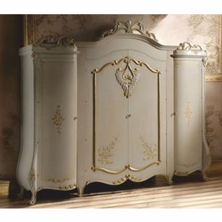 Prunkvoller Luxus Barock Schlafzimmerschrank Kleiderschrank Creme Gold