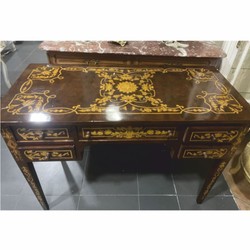 Casa Padrino baroque secretary with 5 drawers dark brown / gold 110 cm - Baroque office furniture