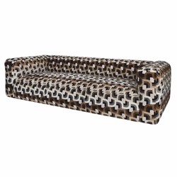 Casa Padrino luxury 3-seater sofa brown / white / black 252 cm - Living room & hotel furniture