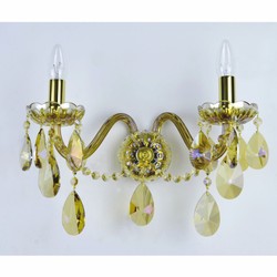 Casa Padrino Lámpara de Pared Doble de Cristal Barroco de Lujo Oro 38 x 20 x A. 25 cm - Luces Barrocos