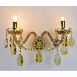 Casa Padrino Lámpara de Pared Doble de Cristal Barroco de Lujo Oro 38 x 20 x A. 25 cm - Luces Barrocos