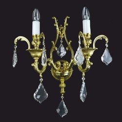 Casa Padrino Luxury Baroque Crystal Double Wall Lamp Gold 40 x 28 x H. 54 cm - Baroque Lights