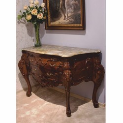 Prunkvolle Luxus Barock Kommode mit Marmorplatte Dunkelbraun Grau