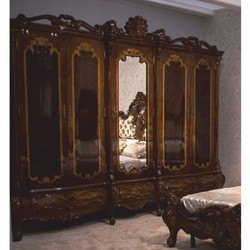 Casa Padrino Luxury Baroque Bedroom Cabinet Dark Brown 305 cm - Baroque Furniture