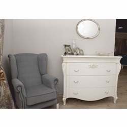 Casa Padrino cassettone barocco di lusso con 3 cassetti bianco / argento 124,5 cm - Mobili barocchi