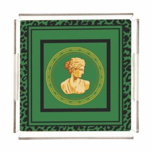 Casa Padrino luxury serving tray baroque woman's bust green 40 cm - Catering accessories