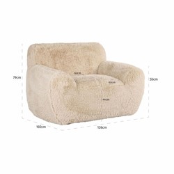 Casa Padrino fauteuil de luxe sable 126 cm - Meubles de salon et d'hôtel