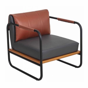 Casa Padrino fauteuil de luxe en cuir artificiel gris / marron / naturel / noir - Meubles de luxe