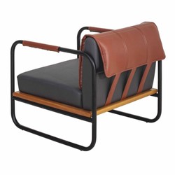 Casa Padrino fauteuil de luxe en cuir artificiel gris / marron / naturel / noir - Meubles de luxe
